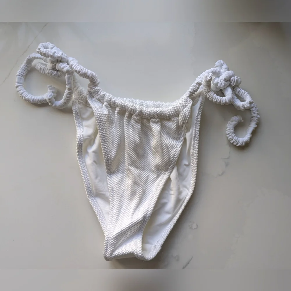 Aerie White Textured Bikini Bottom